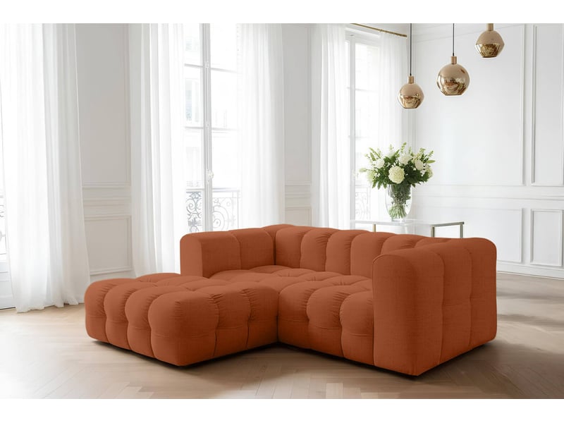  Canapé d'angle gauche miloe mini 3 places en tissu - terracotta MILOE - Conforama B