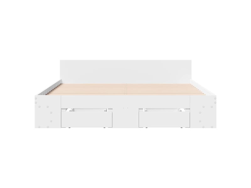  Lit double- lit adulte -  cadre de lit avec tiroirs sans matelas blanc 120x190 cm  - Conforama C
