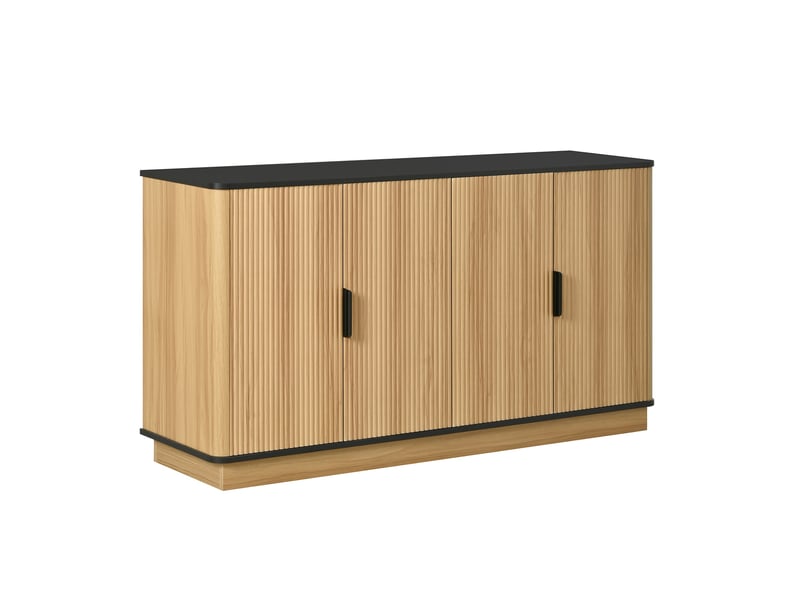  Buffet naturel, rangement, fermeture douce, design moderne, structure robuste - panneaux de particules et bois - 139x40x75cm  - Conforama C