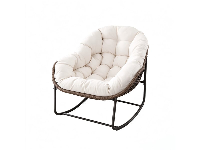 Fauteuil à bascule extérieur,78x106x90 cm,acier et rotin synthétique,blanc - Conforama A