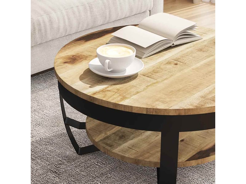  Table basse | table d'appoint salon bois massif de manguier brut 65x32 cm  - Conforama D
