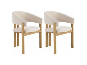 Lot de 4 chaises de salle à manger avec accoudoirs en tissu lin evryae