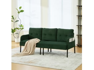 Canapé droit fixe <strong>MAISENTIEL</strong> <strong></strong> 3 places Velours côtelé vert