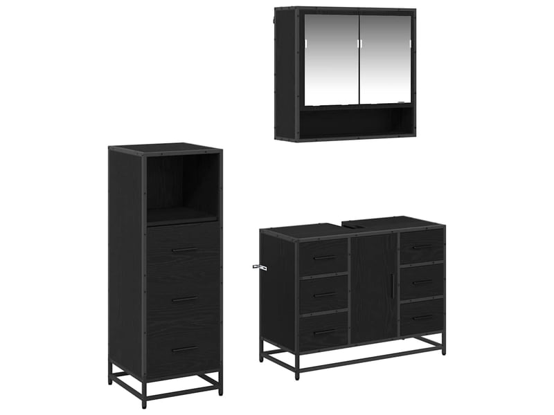  Ensemble de mobilier de salle de bain 3 pc chêne noir cf64358  - Conforama A