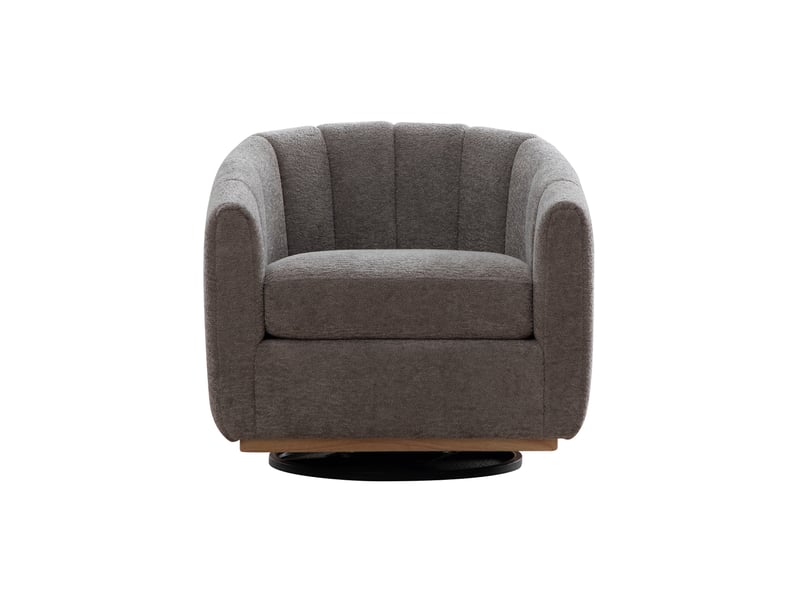Fauteuil pivotant tcqpz en chenille gris 81 x 73 x 75,5 cm rotation 360° base métallique salon - Conforama A