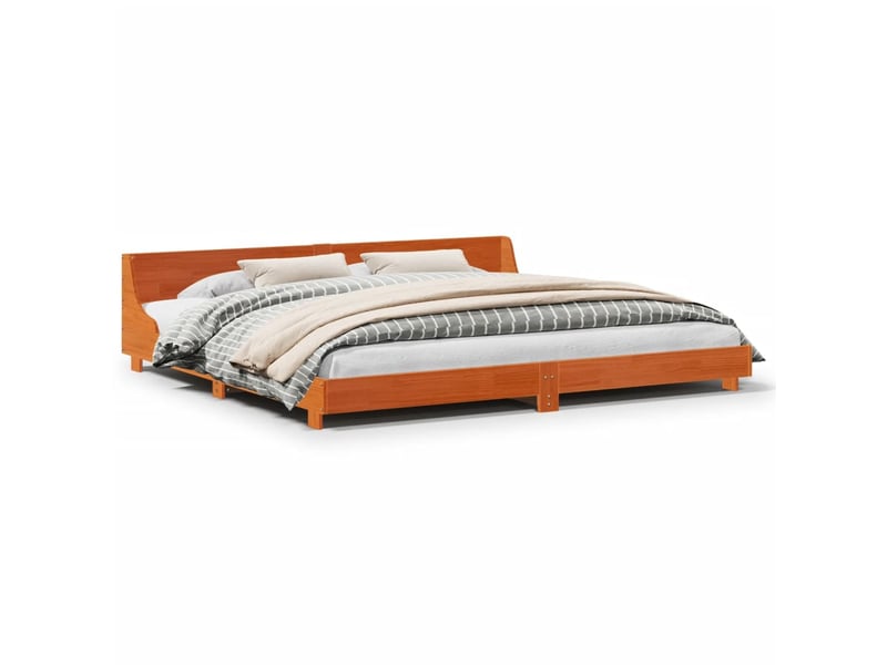  Lit double- lit adulte -  cadre de lit sans matelas  marron 200x200cm bois pin massif  - Conforama A
