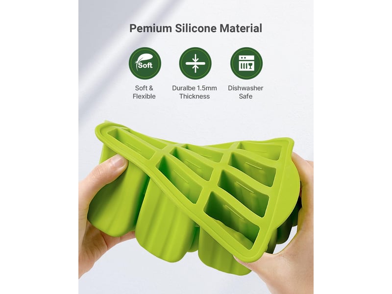  Plastique mini moule a glace esquimaux,glaces à l'eau,lot de 12 moules à glaces en silicone avec 50 bâtonnets de glace + brosse de nettoyage  - Conforama C
