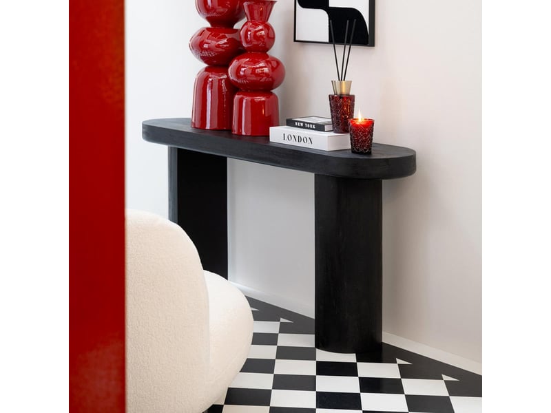  Console ovale en bois hilde 152cm noir  - Conforama E