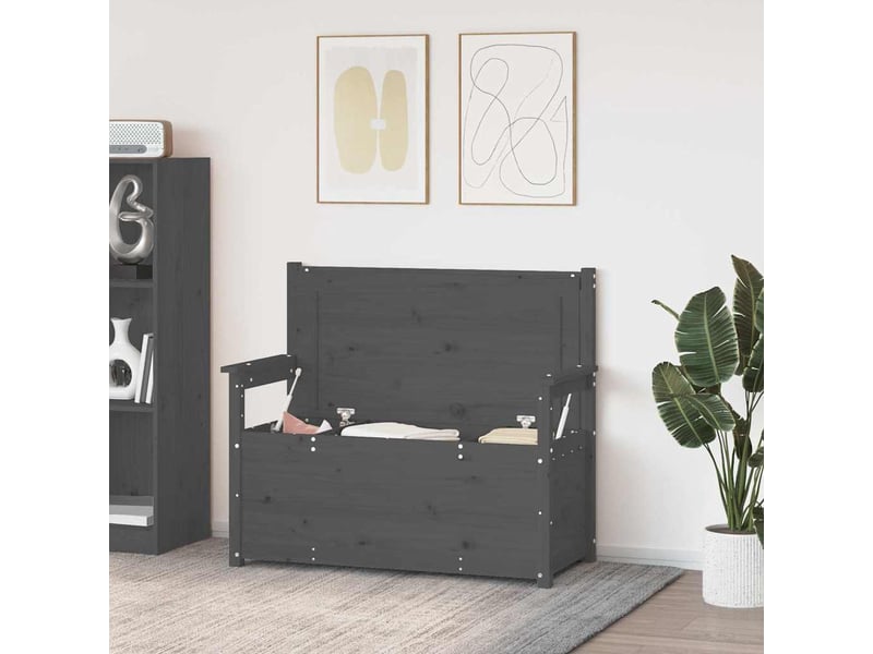 Banc d'entrée, banc d'intérieur gris 112,5x51,5x96,5 cm bois de pin massif  - Conforama C