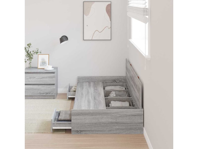  Lit simple- lit adulte -  cadre de lit gris sonoma 80 x 200 cm bois d'ingénierie  - Conforama B