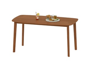 Table de salle à manger, style campagnard, plateau laqué, bois, 150 x 80 cm, marron