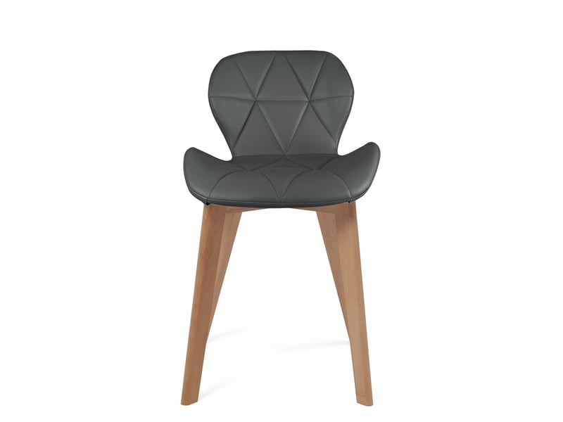  Lot de 2 chaises scandinaves fati en simili cuir matelassé gris foncé avec pieds bois  - Conforama C