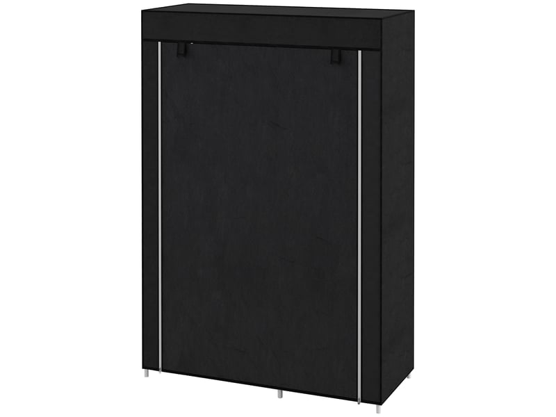  Armoire en tissu, solution de rangement, 6 étagères, 1 tringle, noire  - Conforama B