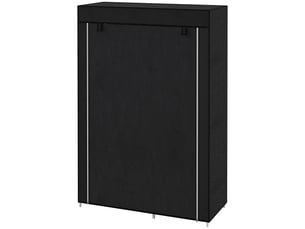Armoire en tissu, solution de rangement, 6 étagères, 1 tringle, noire