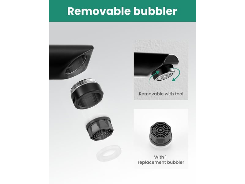  Robinet d'eau froide noir, robinet simple de lavabo en acier inoxydable (bouche droite noire cuite) avec tuyau de 60 cm XLH-LJY-000874JY - Conforama E