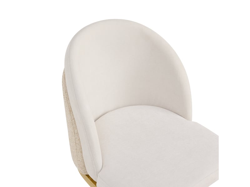  Lot de 6 chaises de salle à manger en chenille beige, double dossier rembourré, pieds métal doré effet miroir, charge 150 kg, design moderne  - Conforama D
