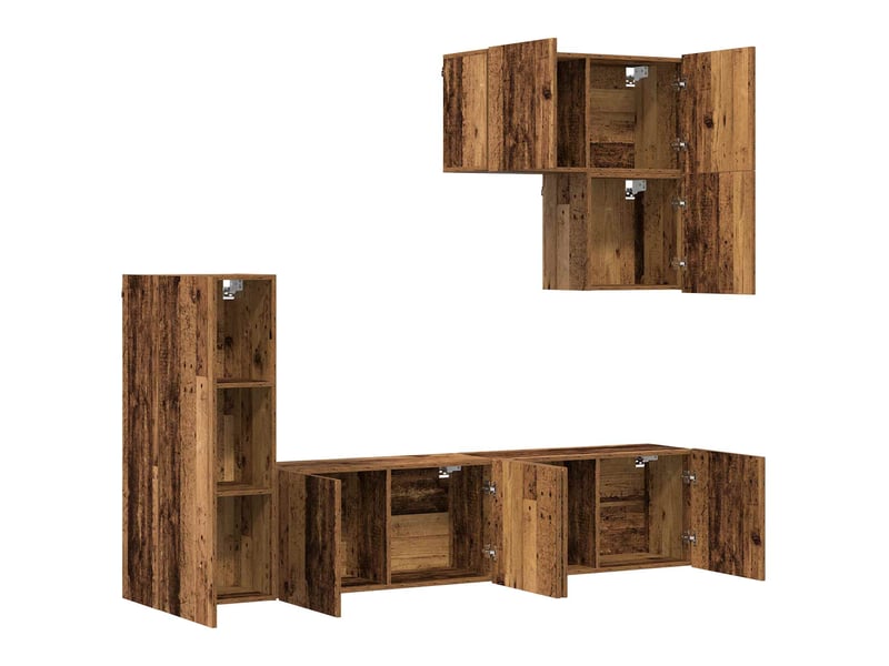  Unité murale de tv 5 pcs bois ancien bois d'ingénierie shl17781  - Conforama E