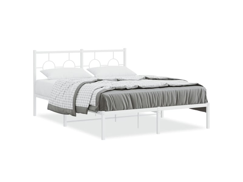  Lit double- lit adulte -  cadre de lit métal sans matelas et tête de lit blanc 140x200 cm  - Conforama A