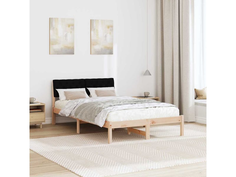  Lit double- lit adulte -  cadre de lit marron et noir 120 x 190 cm bois massif en pin  - Conforama C