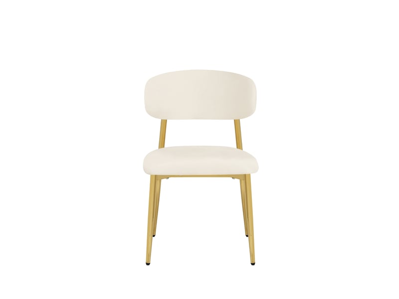  Lot de 4 chaises de salle à manger modernes 51x50x81cm - chaises rembourrées avec piétement doré, charge 125kg, style élégant - blanc et doré  - Conforama E