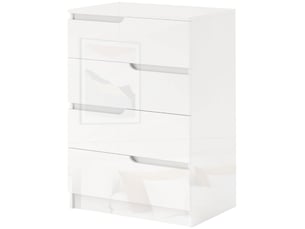 Commode moderne et minimaliste à 4 tiroirs en bois, 60 x 40 x 85 cm, blanc brillant