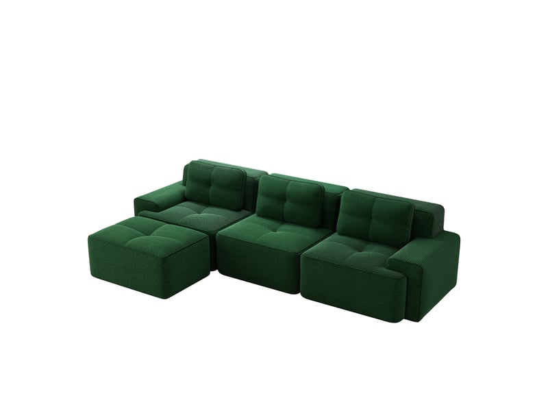  Canapé modulable d'angle en l,293x177x69cm,canapé 3 places sans structure avec 1 pouf,en velours côtel,rembourrage haute densité 32d  - vert  - Conforama A