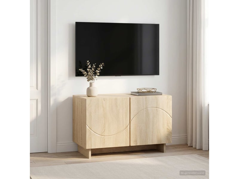  Meuble tv moderne, banc tv 60x34.5x40 cm chêne sonoma bois d'ingénierie shl90315  - Conforama B