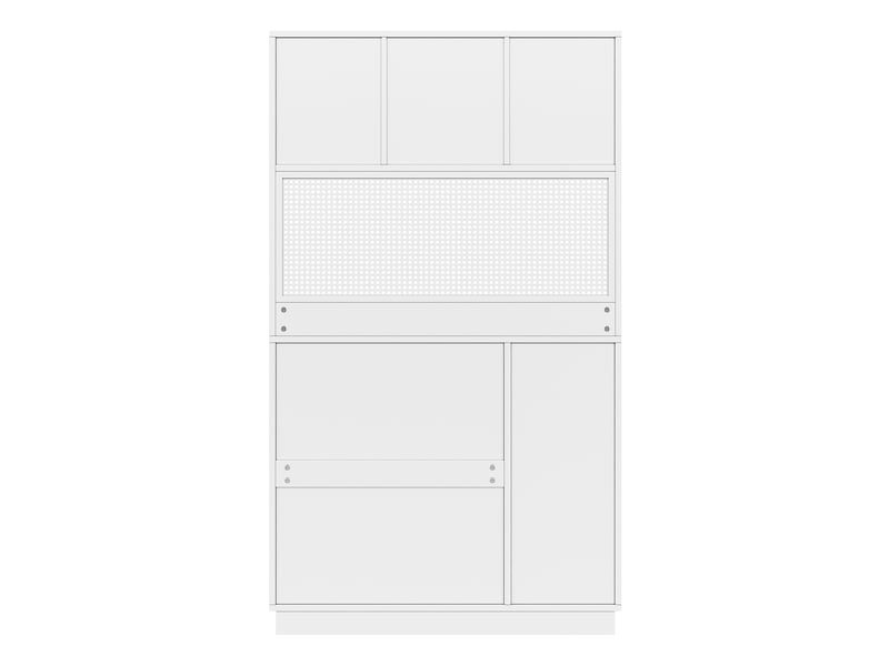  Vitrine avec 6 niches, tiroir et étagères réglables pour cuisine en panneaux de particules 103,5×40×180 cm blanche  - Conforama D