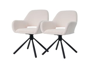 Lot de 2 chaises de salle à manger pivotantes avec accoudoirs en tissu sherpa blanc