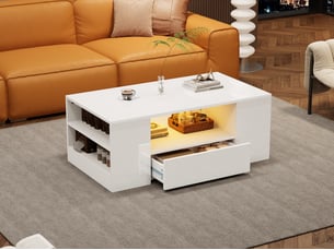 Table basse de salon, 95 x 53 x 37 cm, avec 2 tiroirs, pour salon, design moderne, pour maison et appartement, pour usage quotidien