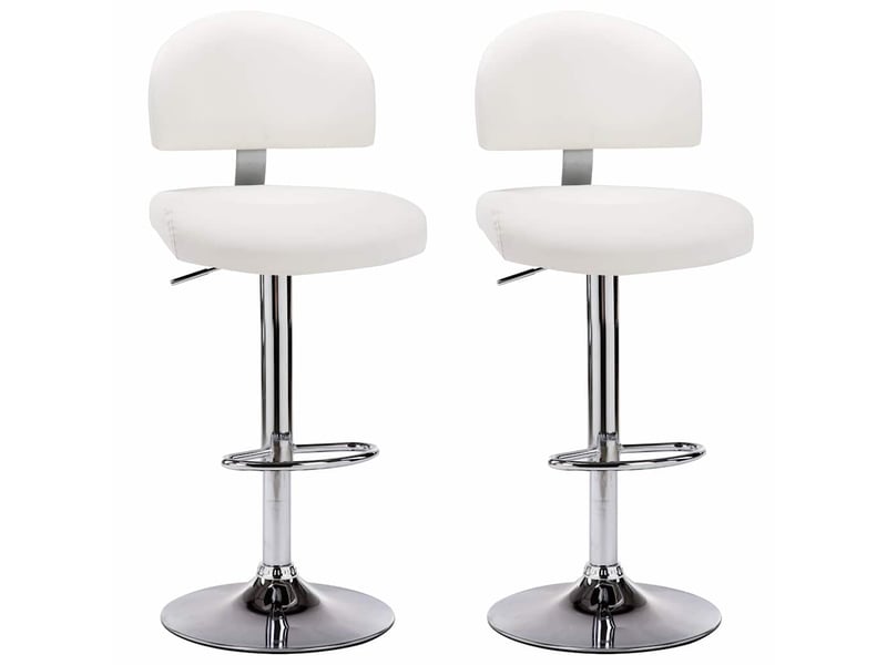  Lot de 2 tabouret de bar, chaise de bar blanc similicuir shl15252  - Conforama A