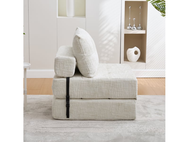  Canapé-lit pliant modenvie 1 place en chenille beige 79 x 79 x 57 cm  - Conforama D