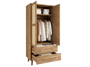 Armoire 2 porte(s) battante 2 tiroir(s) <strong>HAVRYA</strong> <strong></strong> coloris bois foncé largeur 50 cm