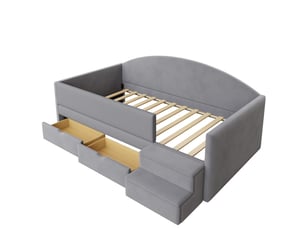 Lit simple 90x190 cm <strong>SAPGAKS</strong> <strong></strong> coloris gris