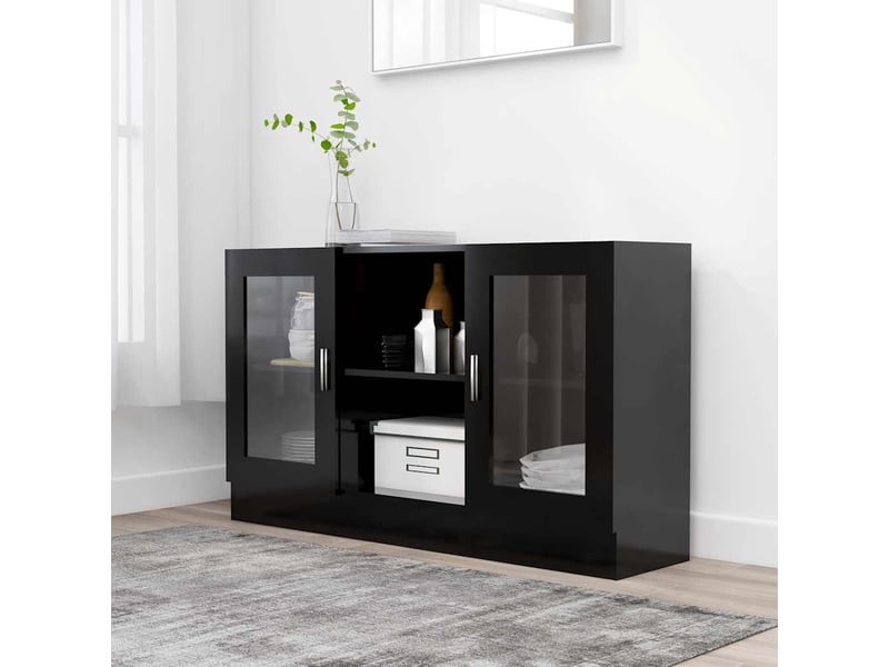  Buffet - armoire à vitrine noir 120x30,5x70 cm bois d'ingénierie  - Conforama B