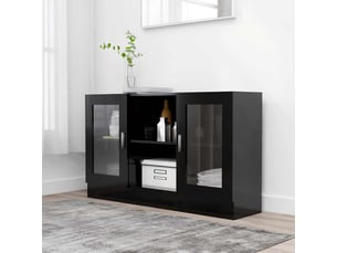 Buffet - armoire à vitrine noir 120x30,5x70 cm bois d'ingénierie
