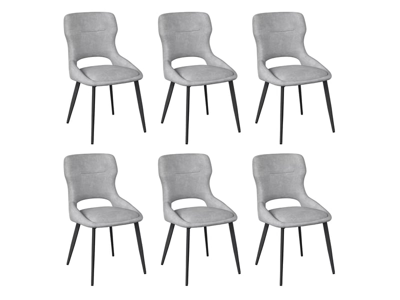  Lot de 6 chaises de salle à manger en chenille grise avec dossier ajouré evryae  - Conforama A