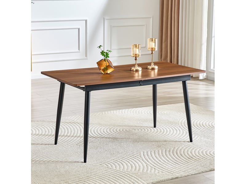  Table repas rectangulaire 190 80 industrielle bois metal noyer 6 8 personnes homvra  - Conforama C