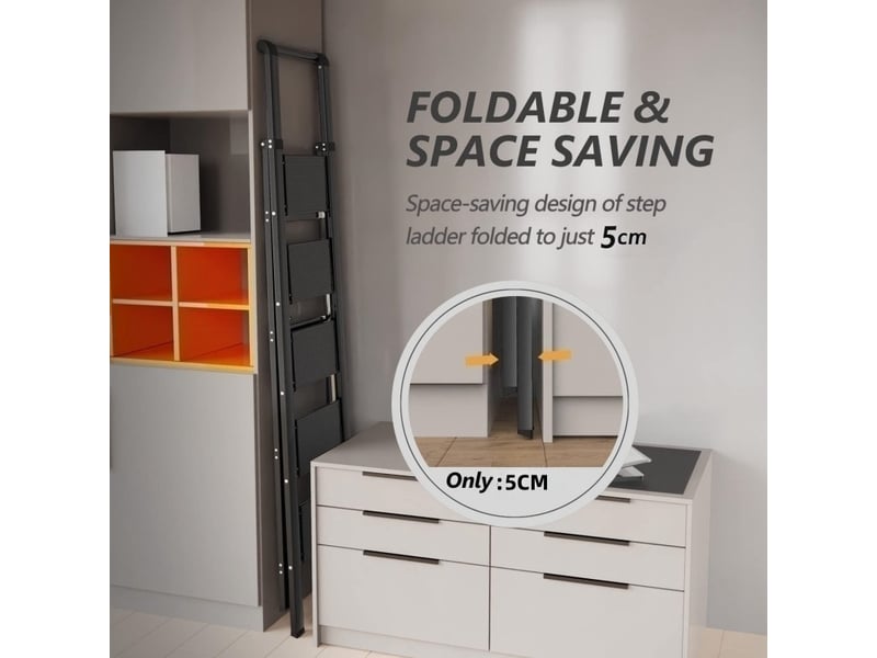  Escabeau 4 marches pliable acier noir marchepied pour adultes  - Conforama W