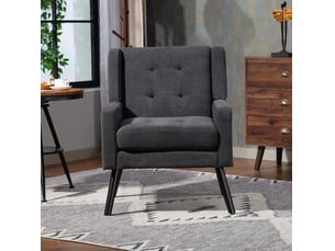 Set 2 fauteuils accent individuels et double avec mousse haute densité, tissu résistant et pieds en bois massif