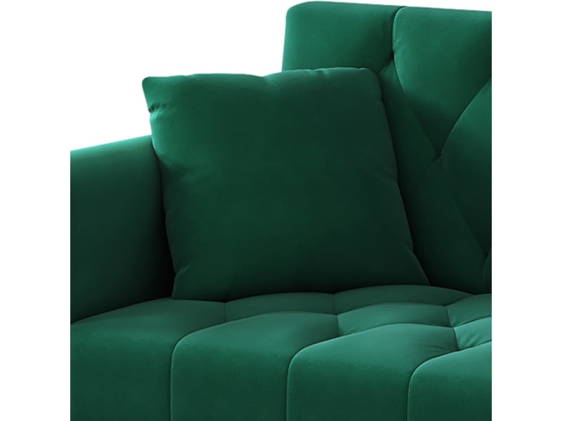  Canapé droit convertible, canapé 2 places avec dossier réglable 3 positions et porte-gobelet, en velours, vert  - Conforama E
