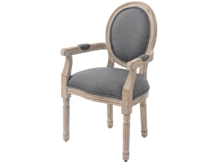Chaise de salle à manger chaise de salon médaillon style louis xvi bois massif patiné sculpté tissu lin gris
