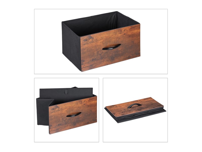  Lot de 2 tables de chevet design industriel 50 x 40 x 60 cm pratiques avec tiroirs rustiques en bois noir 13_0015934  - Conforama B