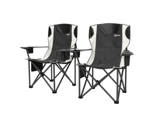 Lot de 2 fauteuils de camping pliables, accoudoirs, porte-gobelet, appui-tête, sac isotherme, 120 kg, rembourrés