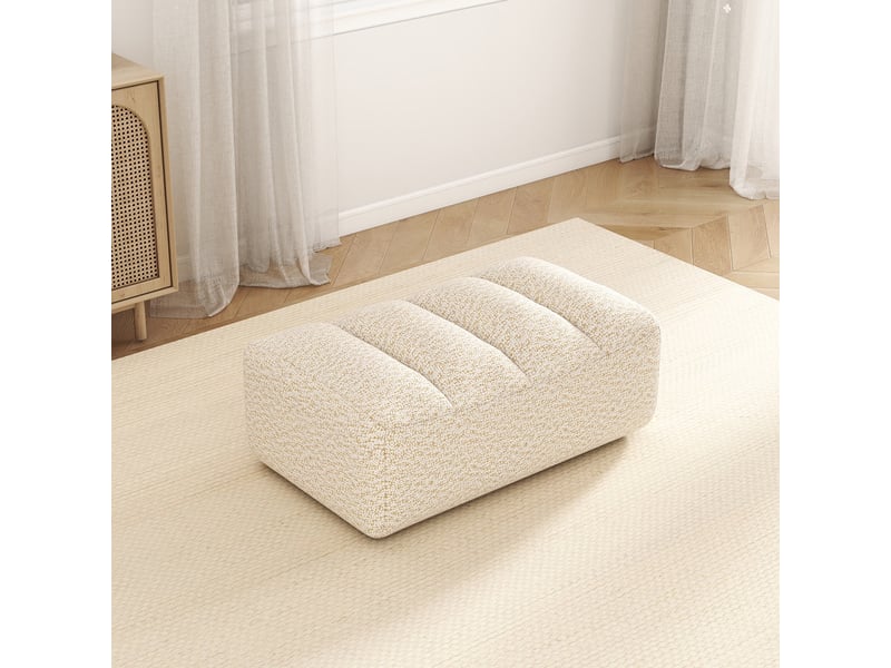 Repose-pieds - 104x61x45 cm - ottoman modulaire sans cadre en molleton bouclé - beige - Conforama D