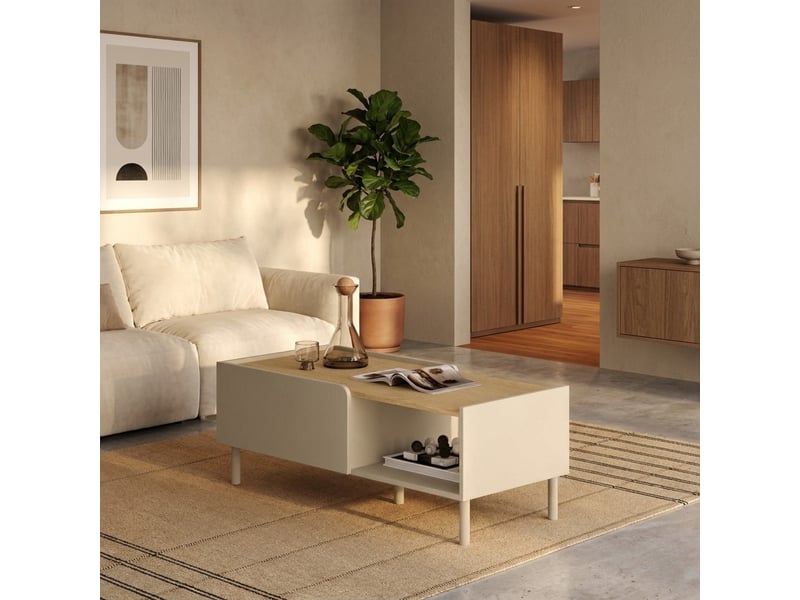  Table basse de salon avec rangement et 2 portes dobbiaco  - Conforama B