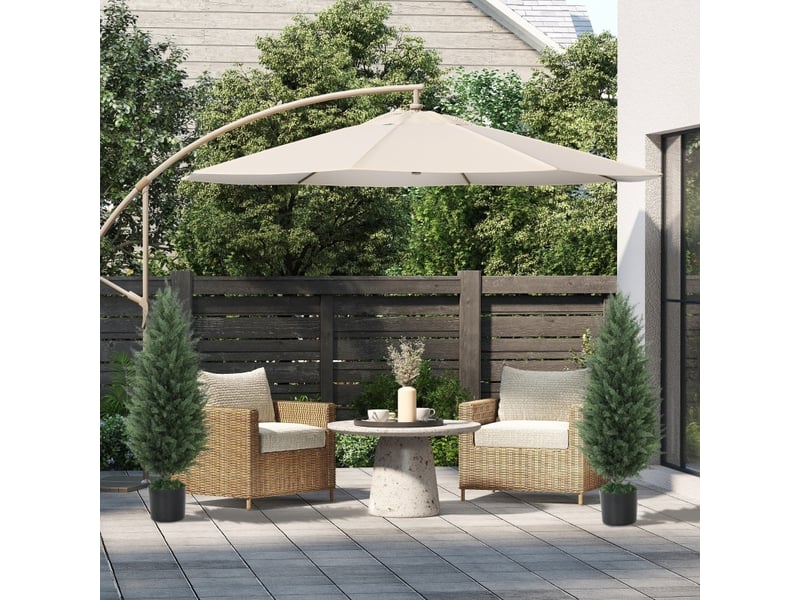  Cyprès artificiels lot de 2 avec pot résistants aux uv intérieur extérieur en plastique vert ø33 × 90 cm  - Conforama D