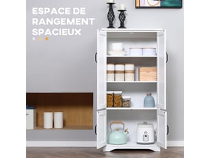 Buffet de cuisine armoire de cuisine contemporaine multi-rangements 2 placards 3 étagères blanc 60 x 30 x 123 cm