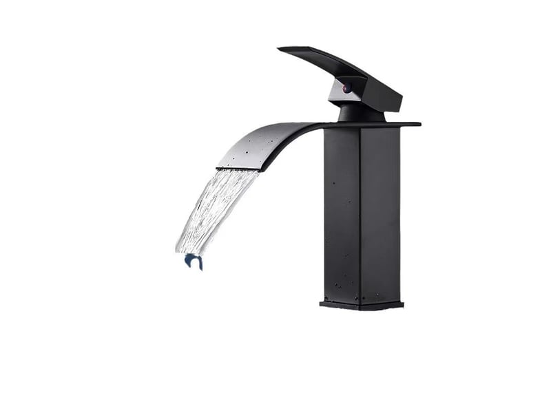 Robinet salle de bain noir avec bonde de vidage,mitigeur lavabo cascade, hauteur de bec 110 mm, économiseur d’eau et d’énergie  - Conforama A