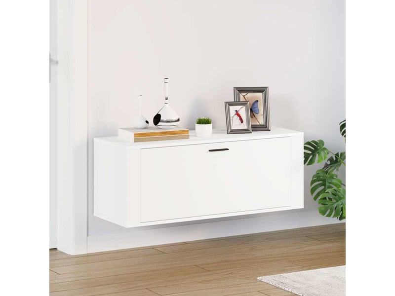  Meuble à chaussure, armoire à chaussures murale blanc 100x35x38cm bois d'ingénierie  - Conforama B